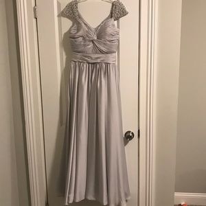 Silver Cap Sleeve Prom/Evening Dress